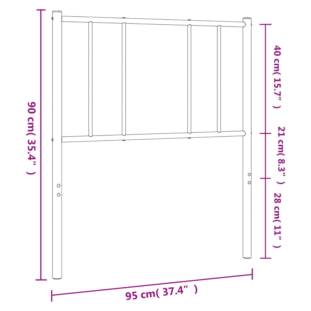 vidaXL Ersatz-Kopfteil Metall Weiß 90 cm