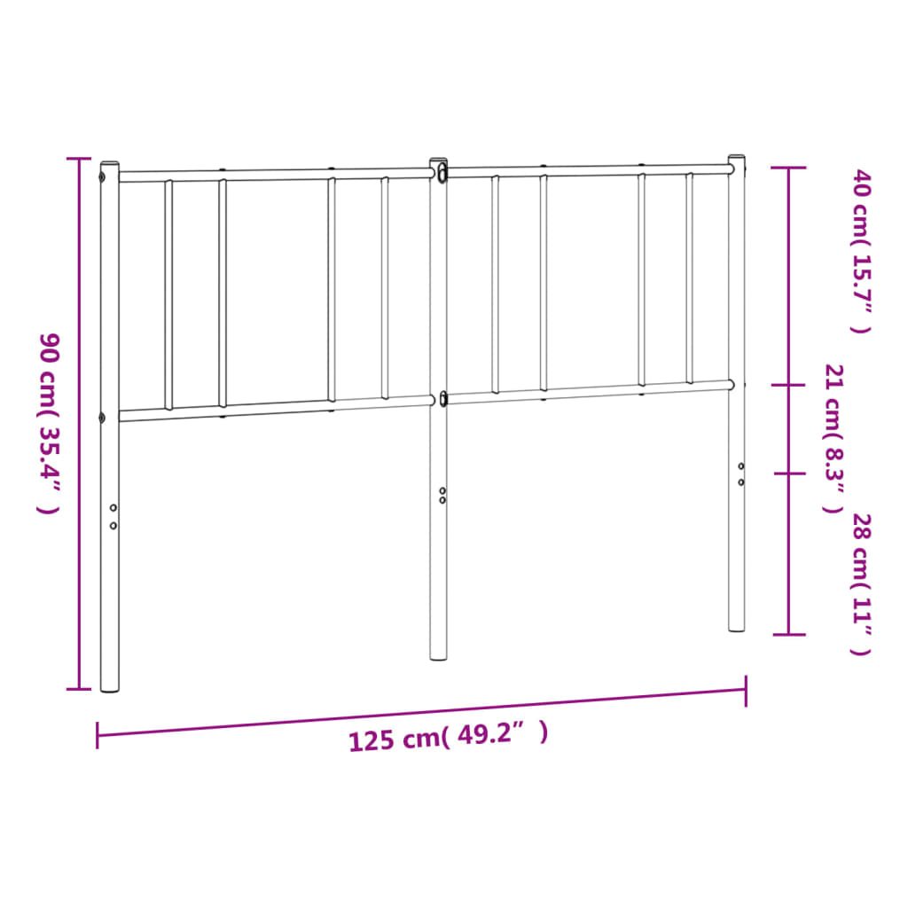 vidaXL Ersatz-Kopfteil Metall Weiß 120 cm