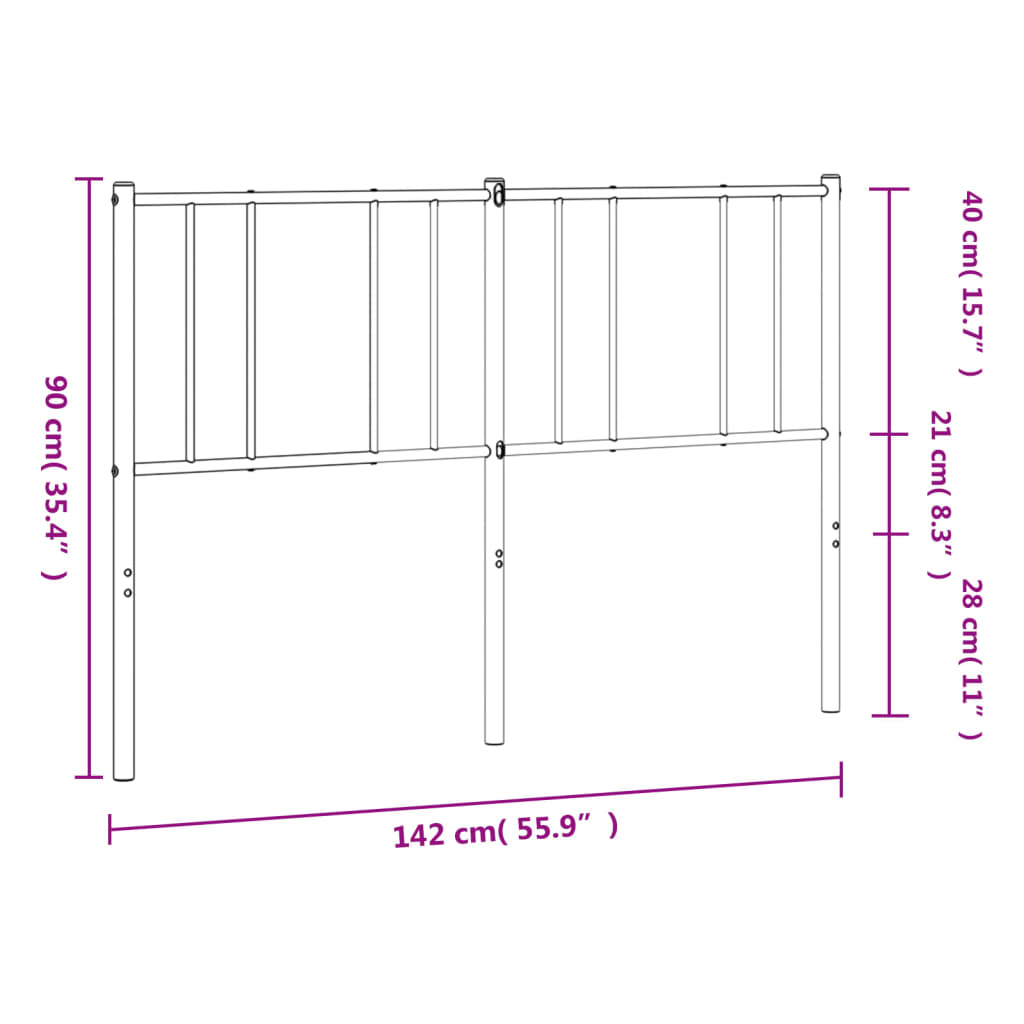vidaXL Ersatz-Kopfteil Metall Weiß 135 cm