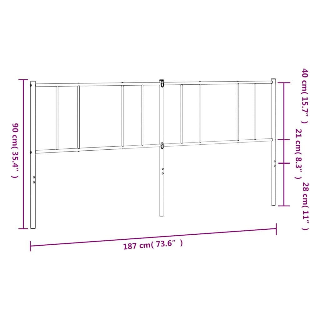 vidaXL Ersatz-Kopfteil Metall Weiß 180 cm