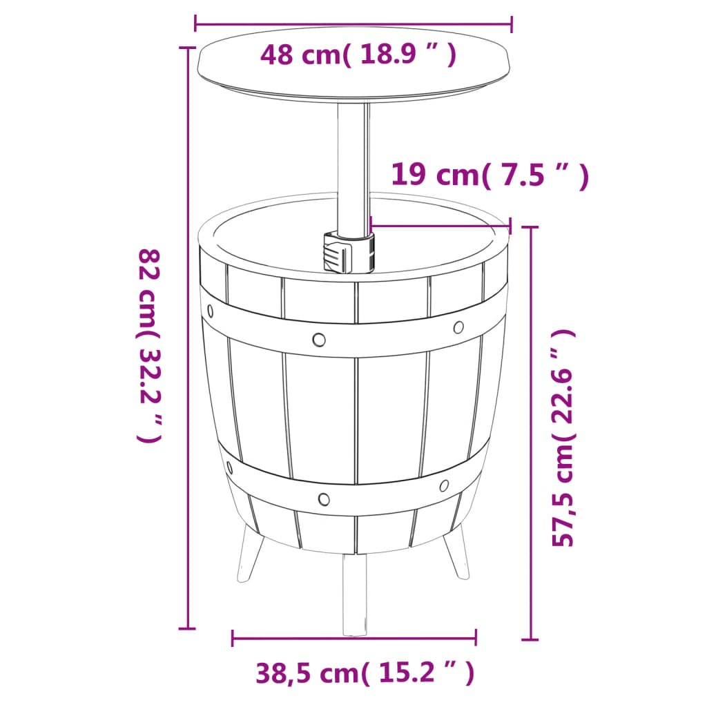 vidaXL Table 3-en-1 avec Seau à Glace Noir Polypropylène