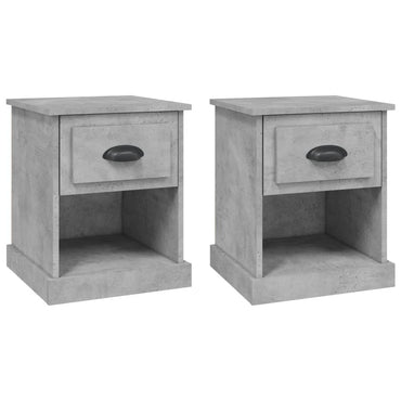 vidaXL Nachttische 2 Stk. Betongrau 39x39x47,5 cm Holzwerkstoff