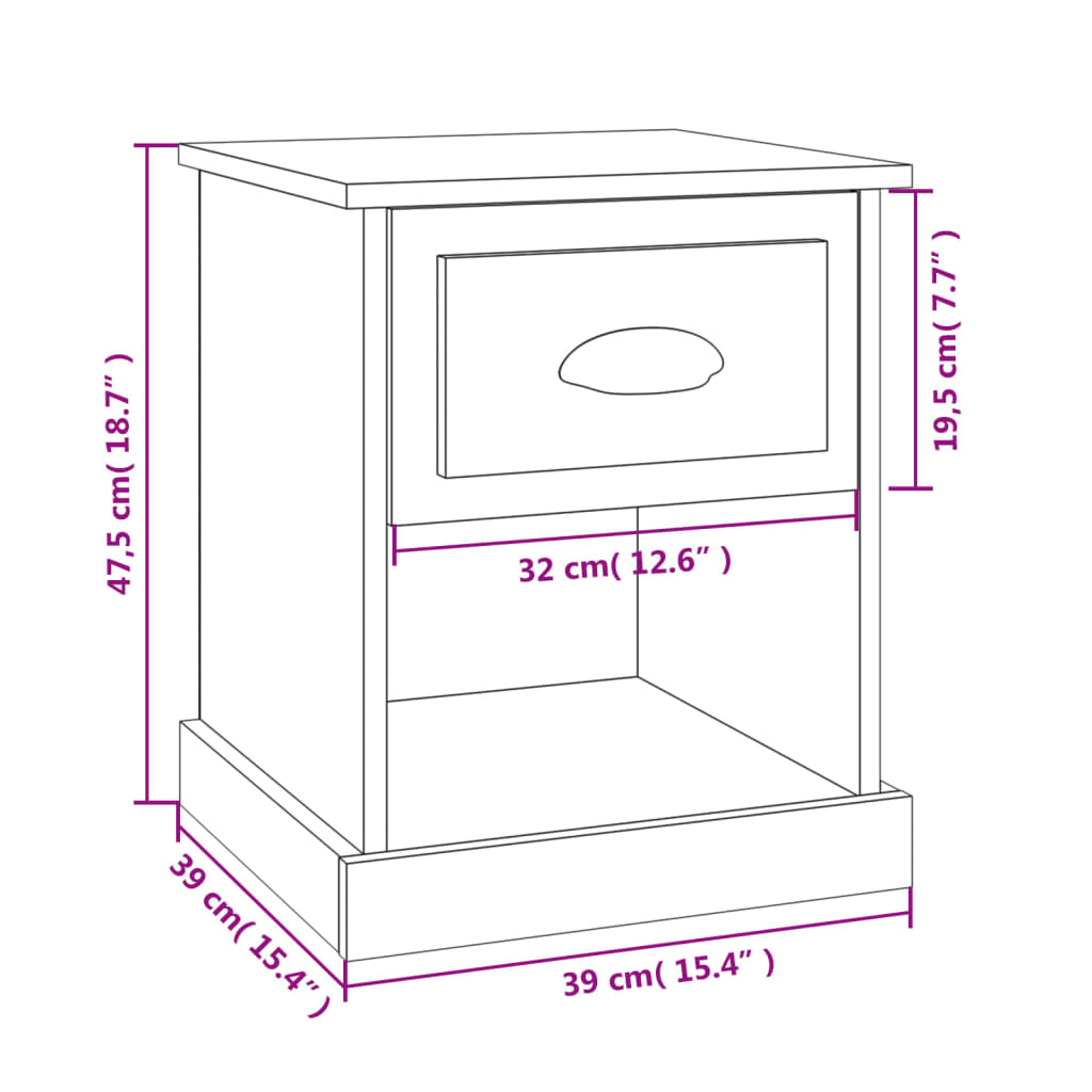 vidaXL Nachttisch Braun Eichen-Optik 39x39x47,5 cm Holzwerkstoff