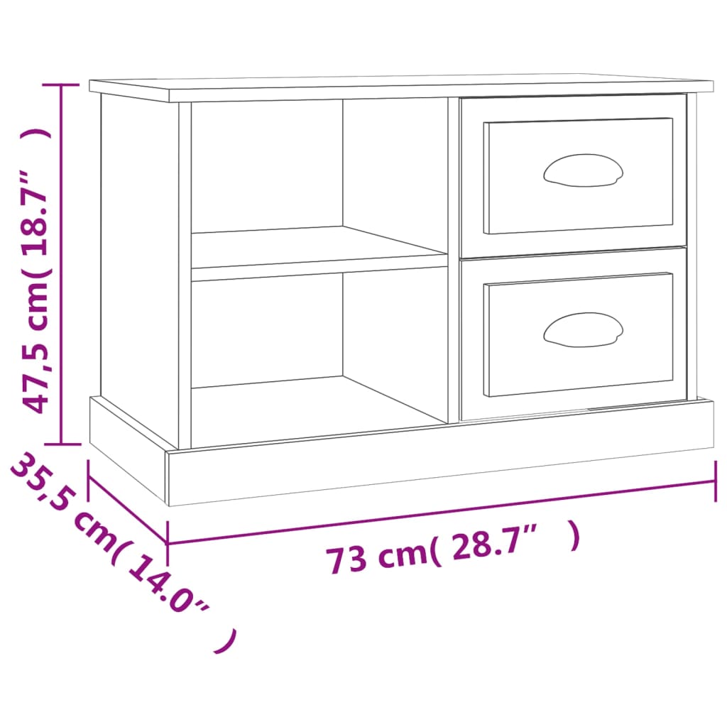 vidaXL Meuble TV chêne fumé 73x35,5x47,5 cm Bois d'ingénierie
