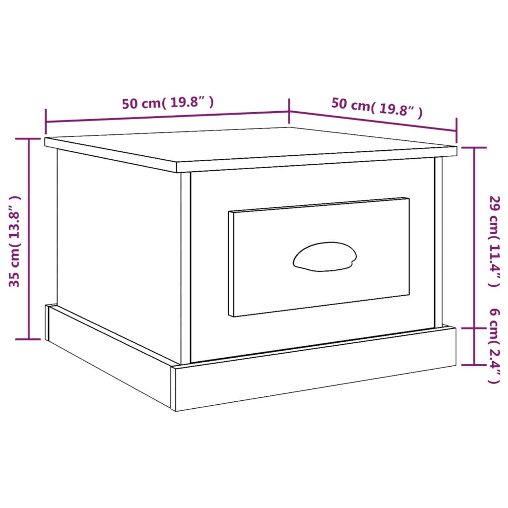 vidaXL Couchtisch Räuchereiche 50x50x35 cm Holzwerkstoff