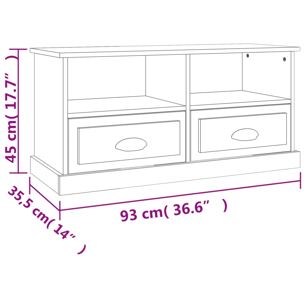 vidaXL TV-Schrank Hochglanz-Weiß 93x35,5x45 cm Holzwerkstoff