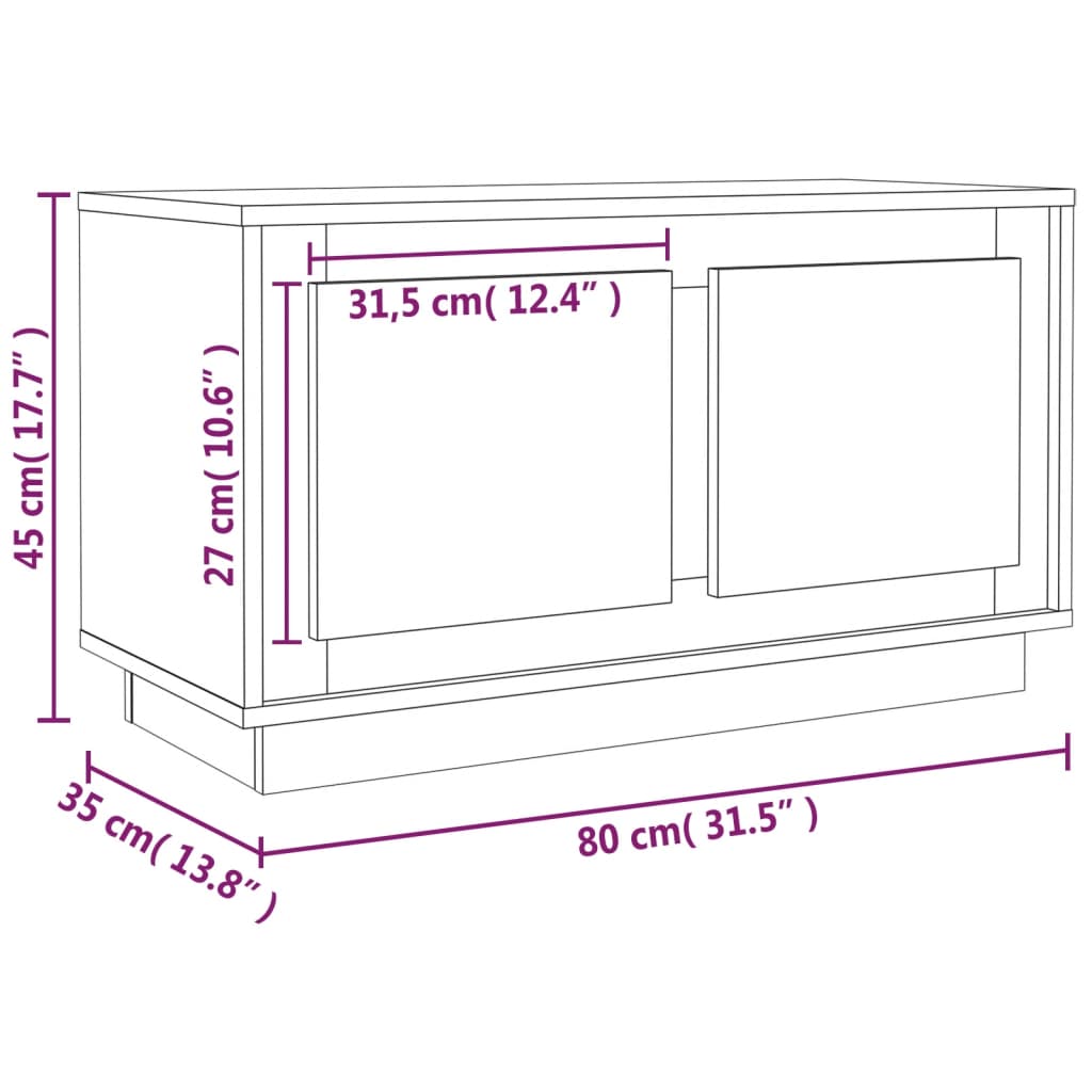 vidaXL Meuble TV chêne fumé 80x35x45 cm bois d'ingénierie
