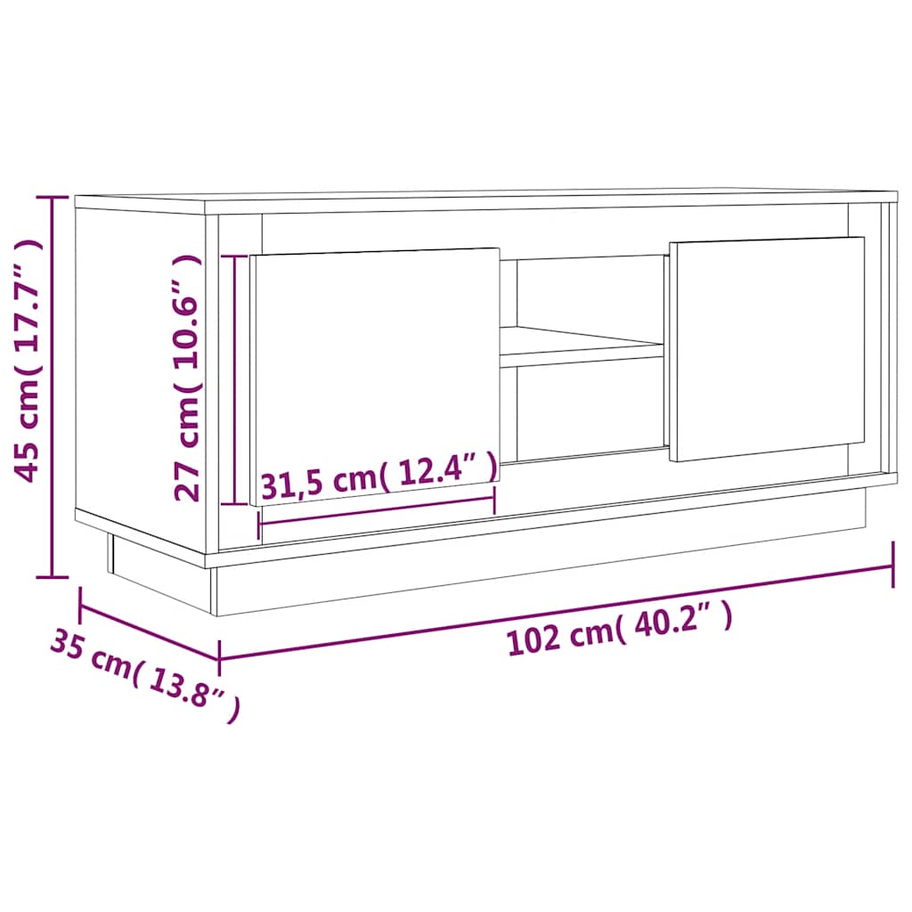 TV-Schrank Weiß 102x35x45 cm Holzwerkstoff