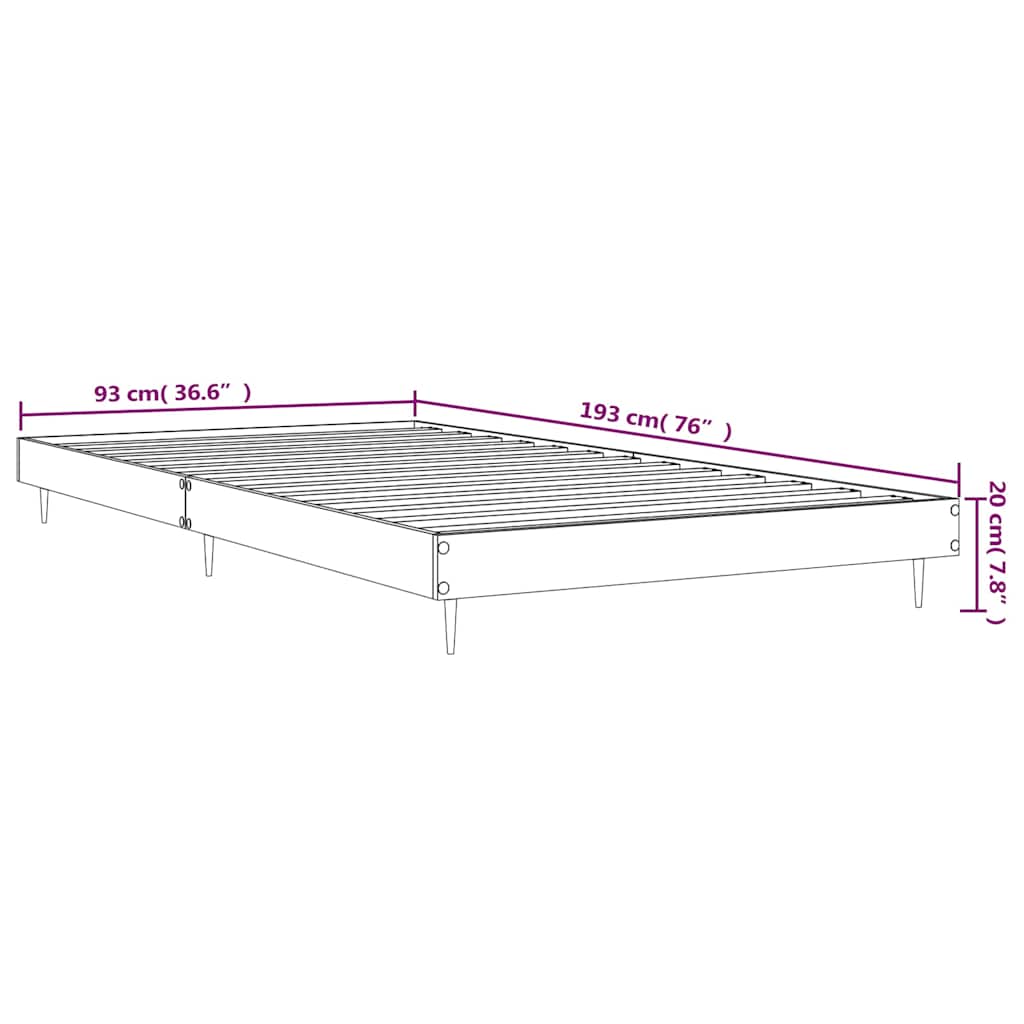 Bettgestell Grau Sonoma 90x190 cm Holzwerkstoff