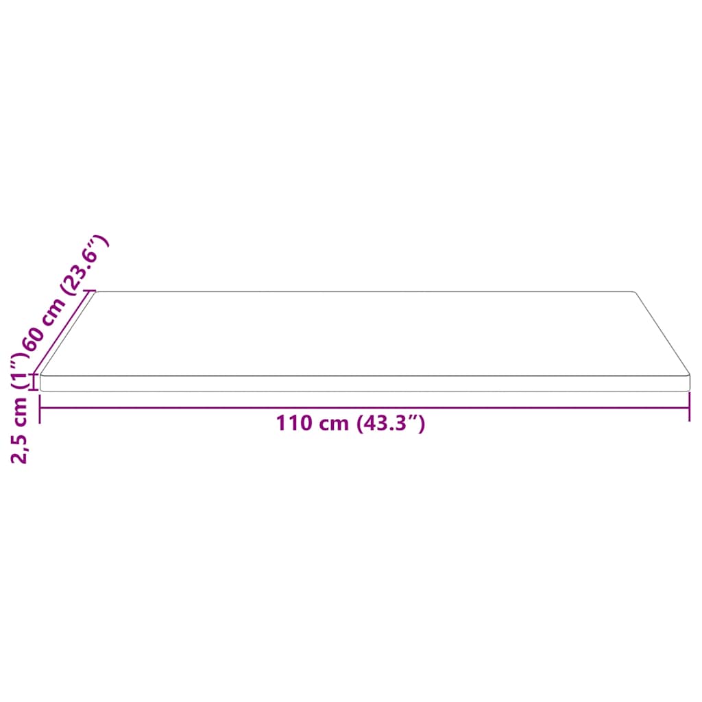vidaXL Plateau de table 110x60x2,5 cm en pin massif Rectangulaire