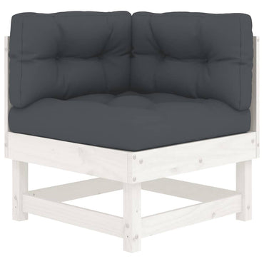 vidaXL Canapé d'angle avec coussins Blanc Bois de pin massif
