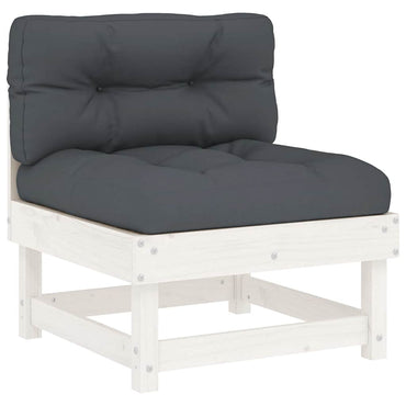 vidaXL Mittelsofa mit Kissen Weiß Massivholz Kiefer