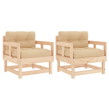 vidaXL Chaises de jardin avec coussins 2 pcs Bois de pin massif