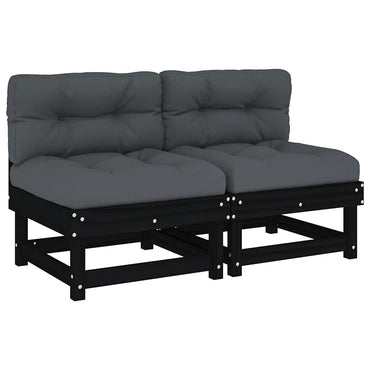 vidaXL Canapés centraux avec coussins 2 pcs Noir Bois de pin massif