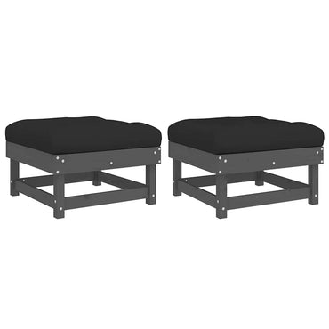 vidaXL Gartenhocker mit Kissen 2 Stk. Grau Massivholz Kiefer