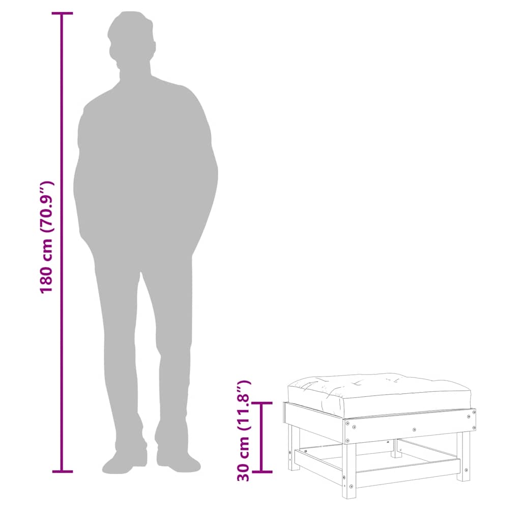 Gartenhocker mit Kissen 2 Stk. Massivholz Douglasie