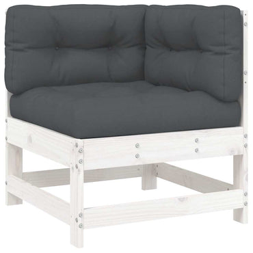 vidaXL Ecksofa mit Kissen Weiß Massivholz Kiefer