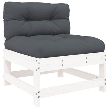 vidaXL Canapé central avec coussins Blanc Bois de pin massif