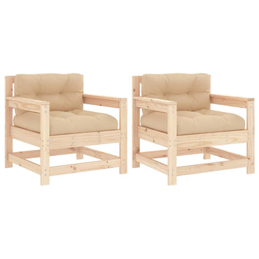 vidaXL Chaises de jardin avec coussins 2 pcs Bois de pin massif