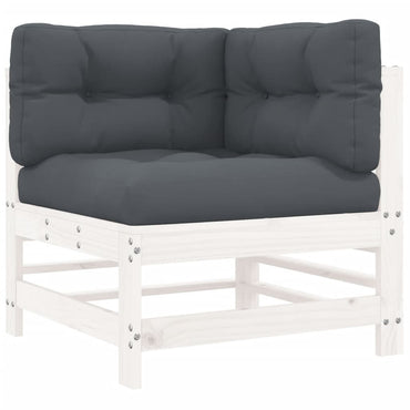 vidaXL Ecksofa mit Kissen Weiß Massivholz Kiefer
