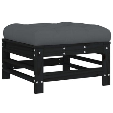 vidaXL Gartenhocker mit Kissen Schwarz Massivholz Kiefer