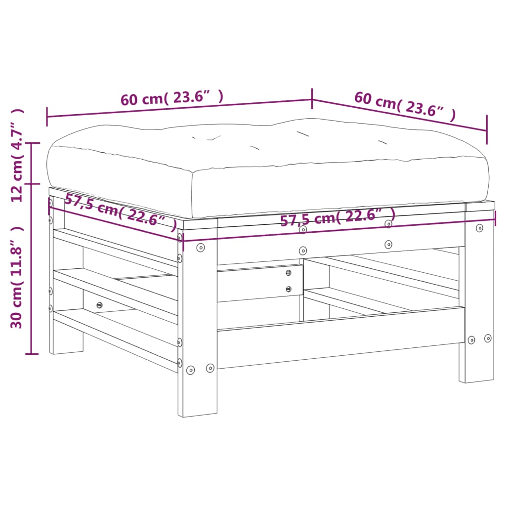vidaXL Gartenhocker mit Kissen Massivholz Douglasie