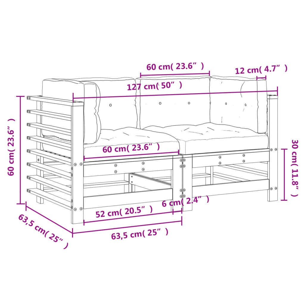 vidaXL Ecksofas mit Kissen 2 Stk. Honigbraun Massivholz Kiefer
