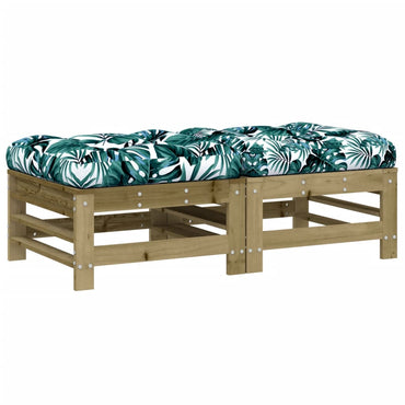 vidaXL Tabouret de jardin avec coussin 2 pcs Bois de pin Imprégné