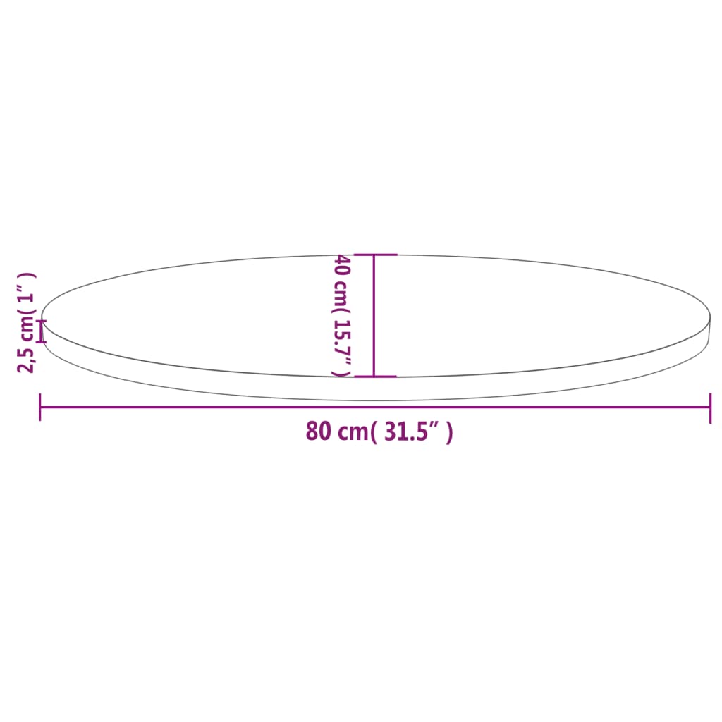 vidaXL Plateau de table Blanc 80x40x2,5 cm Pin Massif Ovale