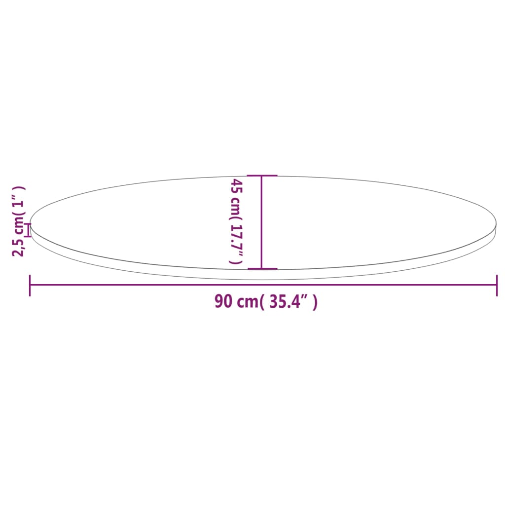 vidaXL Plateau de table 90x45x2,5 cm bois de pin massif ovale