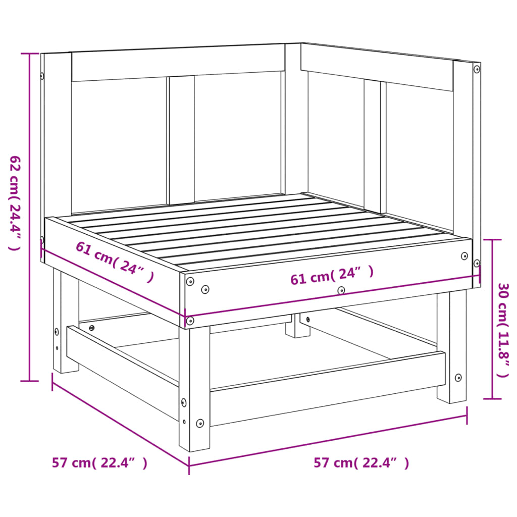 vidaXL Canapé d'angle de jardin en bois de pin massif