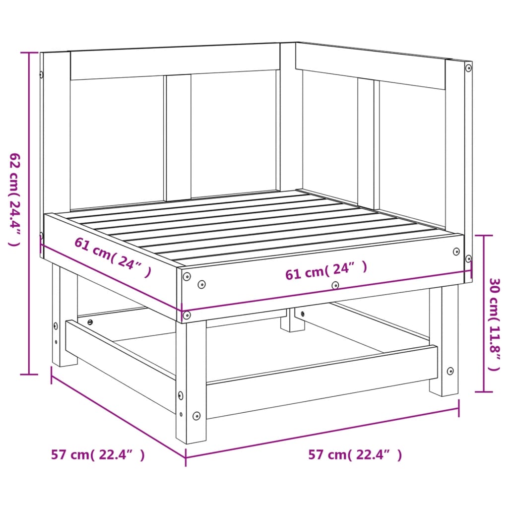 vidaXL Canapé d'angle de jardin marron miel Bois de pin massif