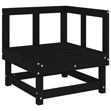 vidaXL Canapé d'angle de jardin Noir Bois de pin massif
