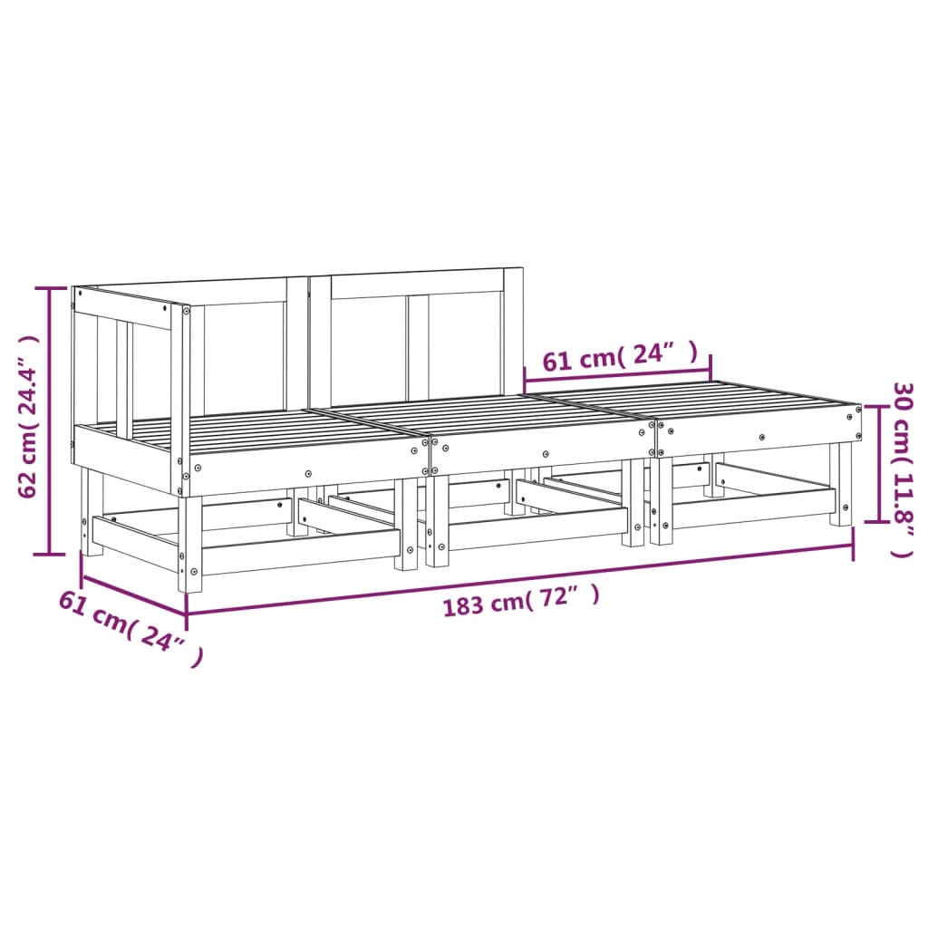 vidaXL Ensemble de mobilier de jardin 3 pcs Bois de Douglas massif