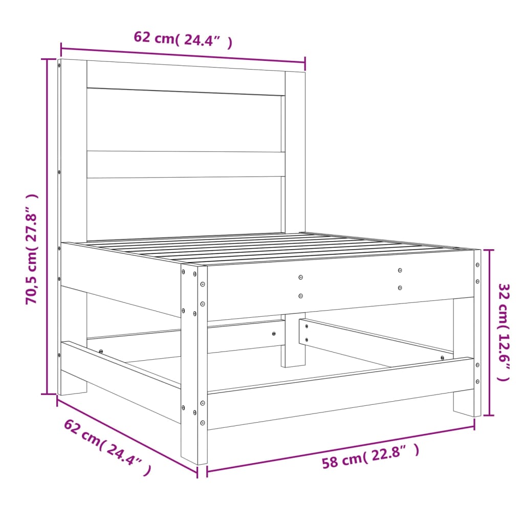 vidaXL Canapé d'angle de jardin marron miel en pin massif