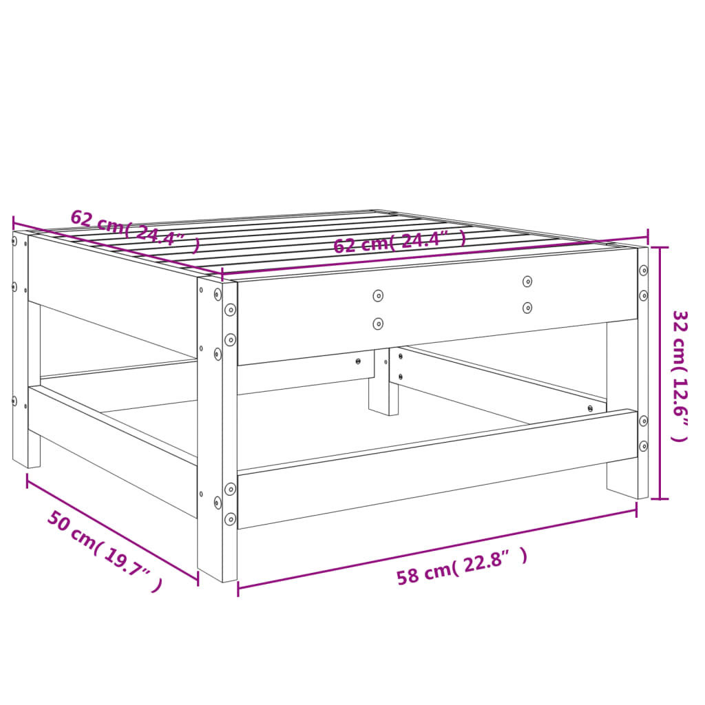 vidaXL Tabouret de jardin en pin massif