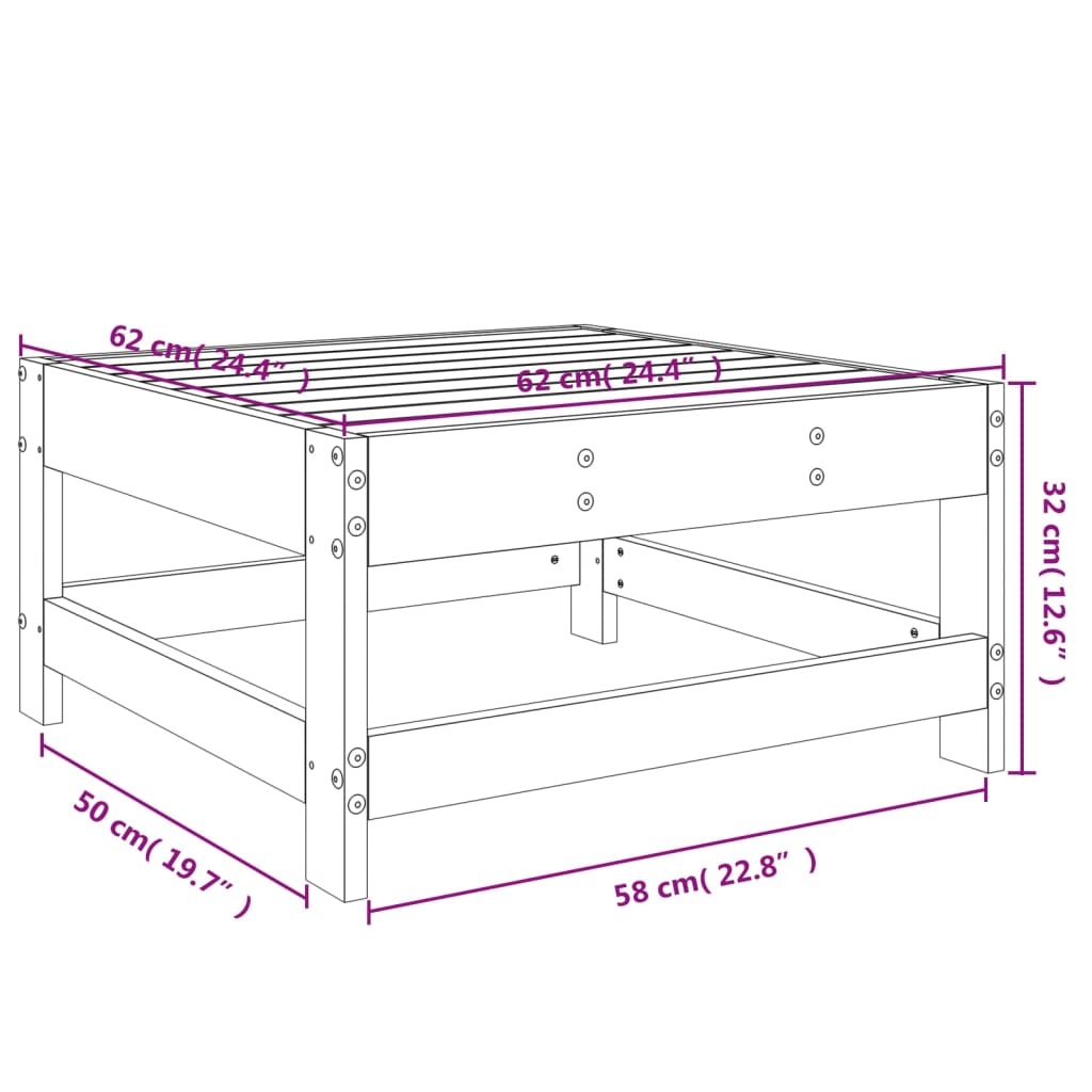 vidaXL Tabouret de jardin blanc en pin massif