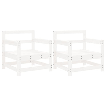 vidaXL Gartenstühle 2 Stk. Weiß Massivholz Kiefer