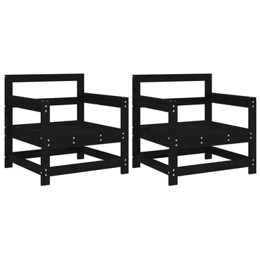 vidaXL Chaises de jardin 2 pcs Noir Bois de pin massif
