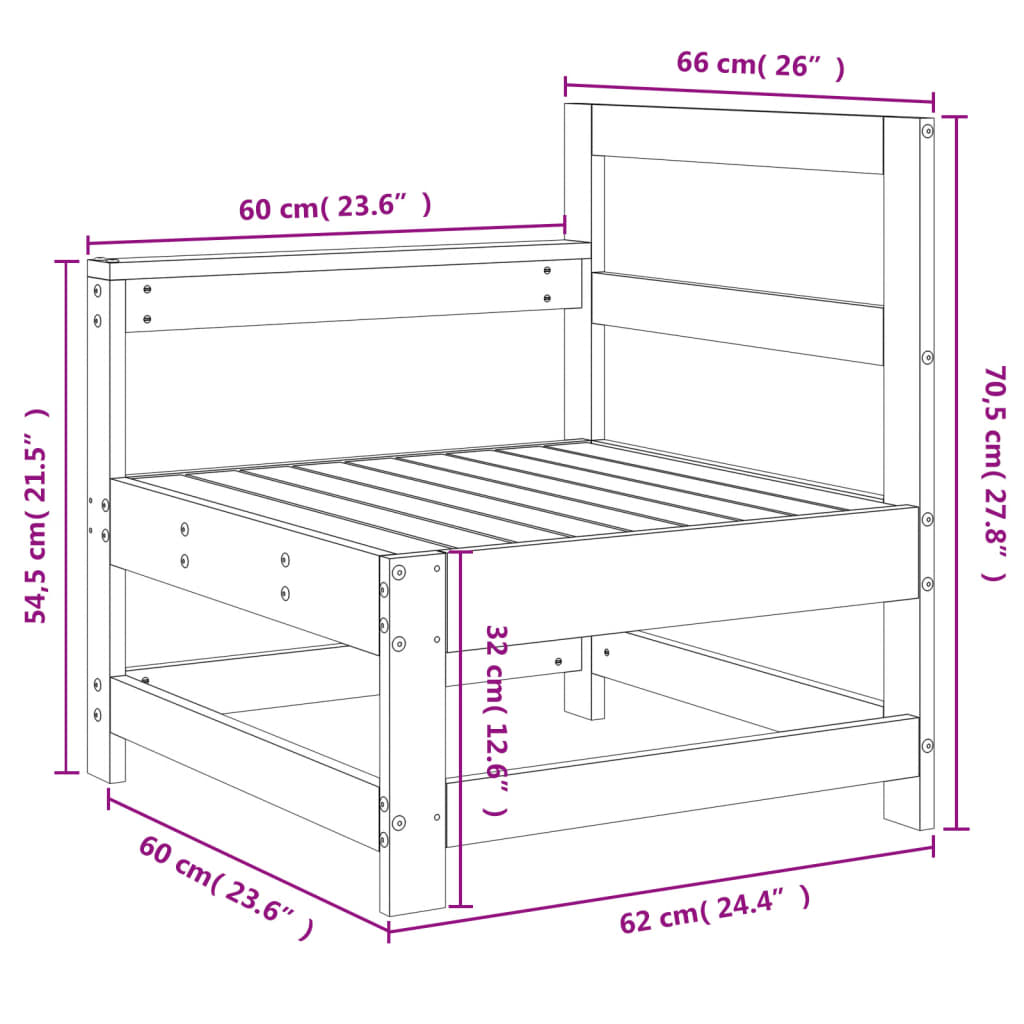 vidaXL Canapé d'angle de jardin en bois de pin massif
