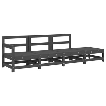 vidaXL Salon de jardin 4 pcs Bois de pin massif Gris