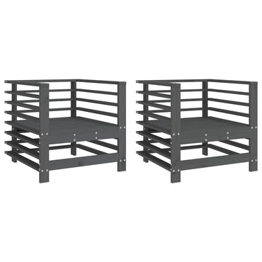 vidaXL Gartenstühle 2 Stk. Grau Massivholz Kiefer