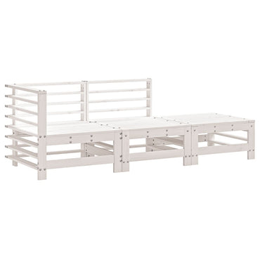 vidaXL Ensemble de jardin 3 pcs Blanc Bois de pin massif