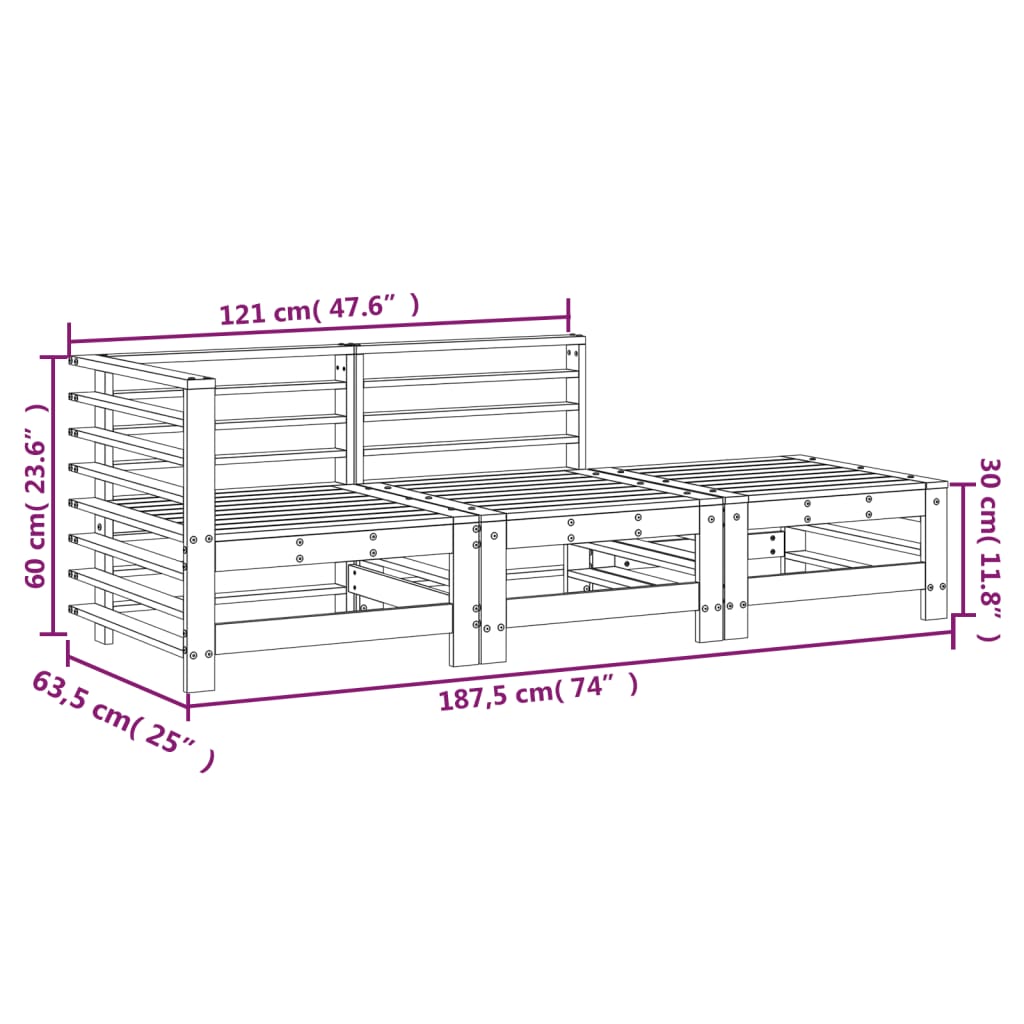 vidaXL Ensemble de mobilier de jardin 3 pcs Bois de Douglas massif