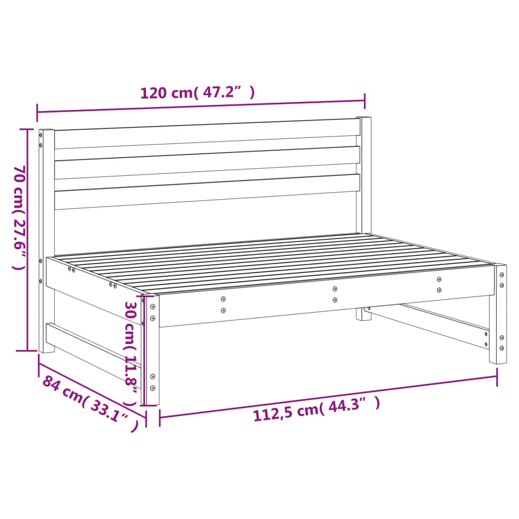 vidaXL Garten-Mittelsofa 120x80 cm Massivholz Douglasie