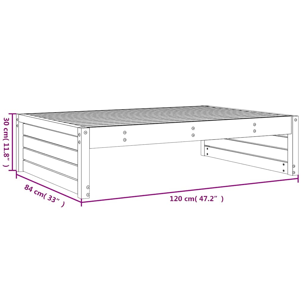 vidaXL Gartenhocker Grau 120x80 cm Massivholz Kiefer