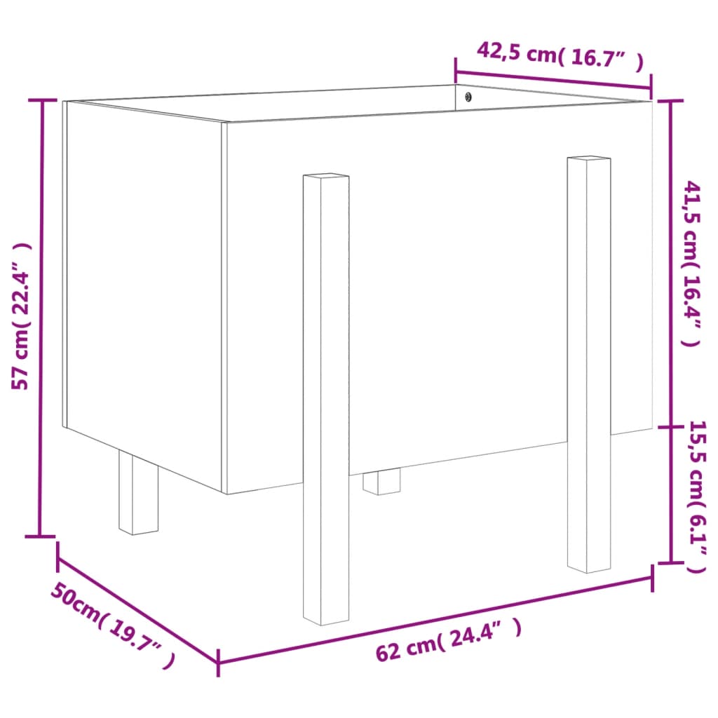 vidaXL Pflanzkübel Schwarz 62x50x57 cm Massivholz Kiefer