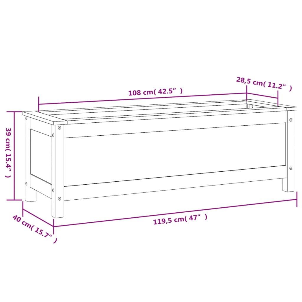 vidaXL Hochbeet Honigbraun 119,5x40x39 cm Massivholz Kiefer