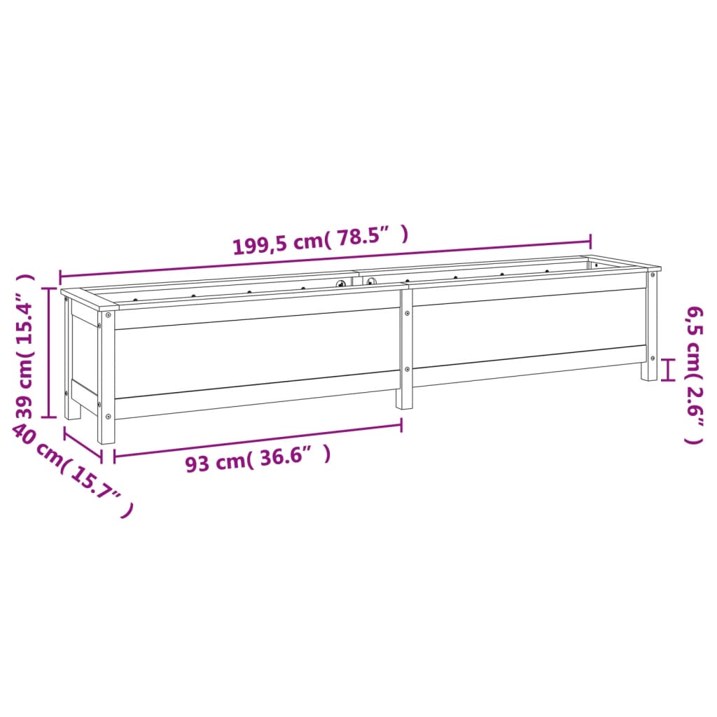vidaXL Hochbeet 199,5x40x39 cm Massivholz Kiefer