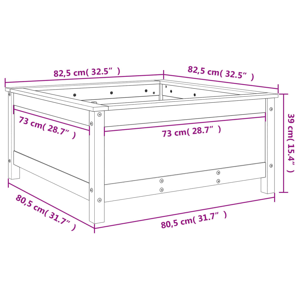 vidaXL Pflanzkübel 82,5x82,5x39 cm Massivholz Douglasie